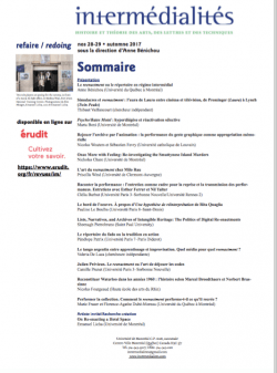 Sommaire du numéro 28-29 de la revue Intermédialités