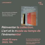 Affiche du lancement de l'ouvrage Réinventer la collection